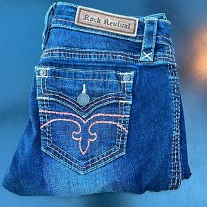 Rock Revival Alivia skinny jeans size 28 red and white stitching